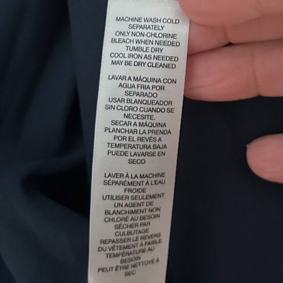 Chico’s Navy Blue Military Jacket Women’s 4/XXL Gold Button Trim Flap Pockets - Picture 9 of 10